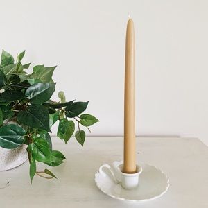 white glass candle holder
